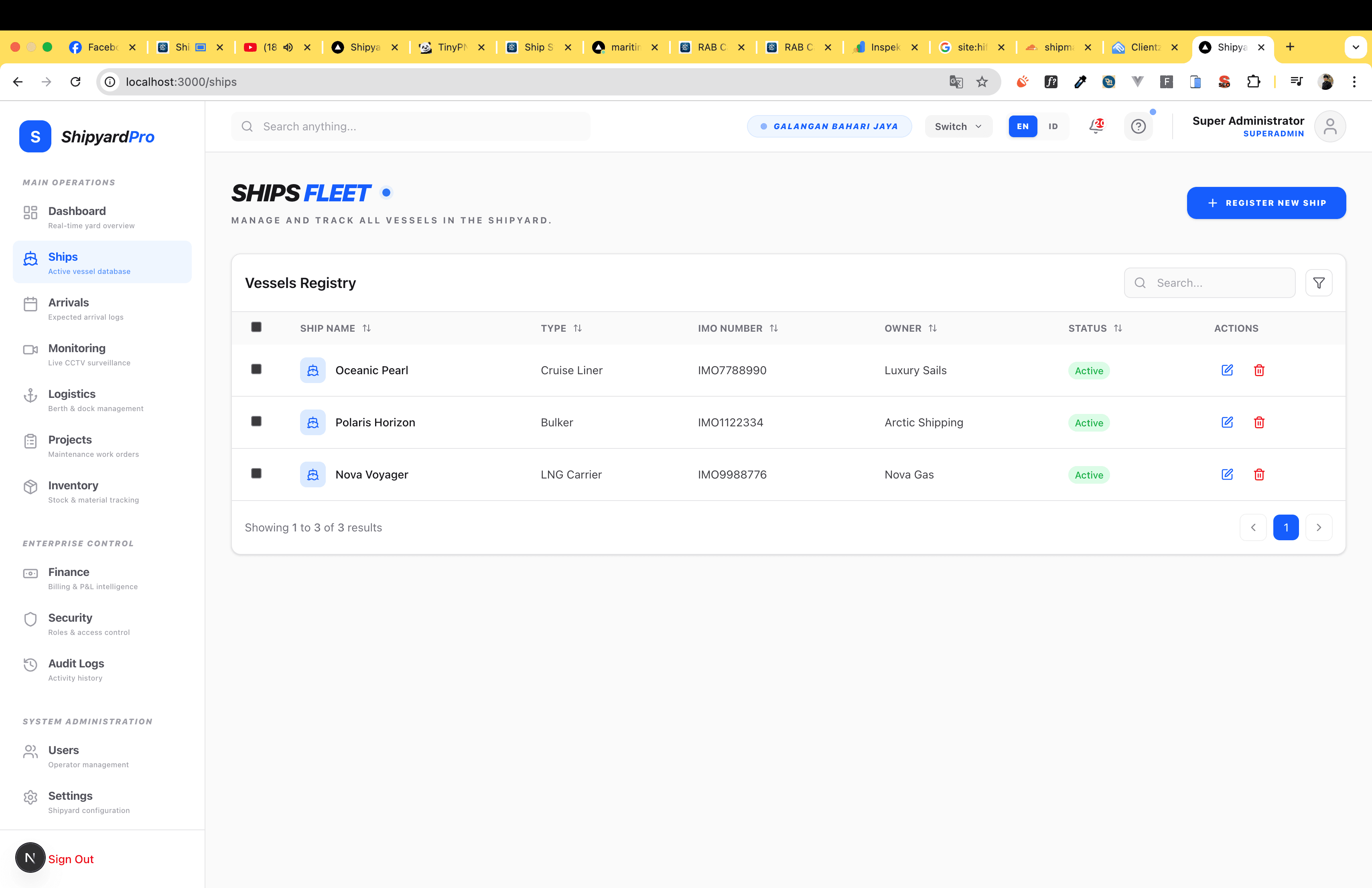 ShipyardPro Interface Screenshot 1
